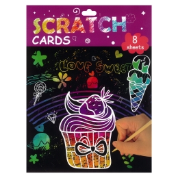 Scratch cards A5 (mix of 4 motifs) 8 pcs + wooden pen (2)
