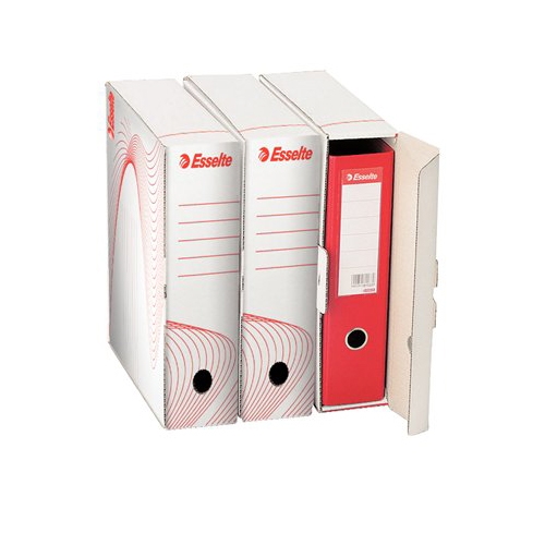 Archívny box, na šanóny, 97 mm, recyklovaný kartón, ESSELTE "Standard" , biely