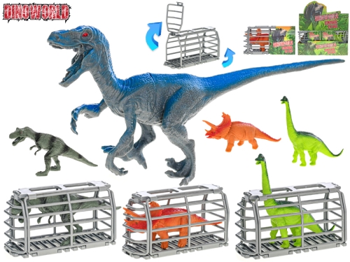 Dinoworld dinosaurus v klietke 13,5x6x8cm 4druhy 12ks v DBX