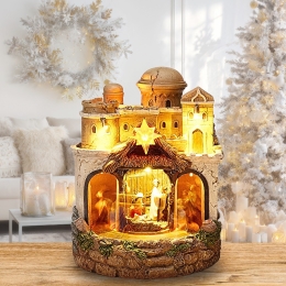 Nativity scene with LED light, rotating backdrop and sound 22 cm (2 variants /price for 1 (2)