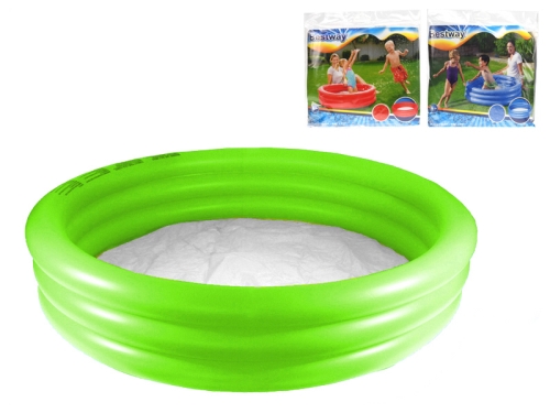 2asstd color (red,blue) 102x25cm inflatable 3ring pool 101L in PB w/insert card