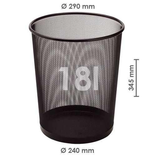 Drôtený kôš na odpadky, čierny 18 l