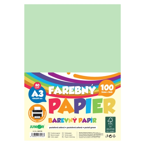 A3 Colored Paper, 80 g/m2, pack of 100 - pastel green