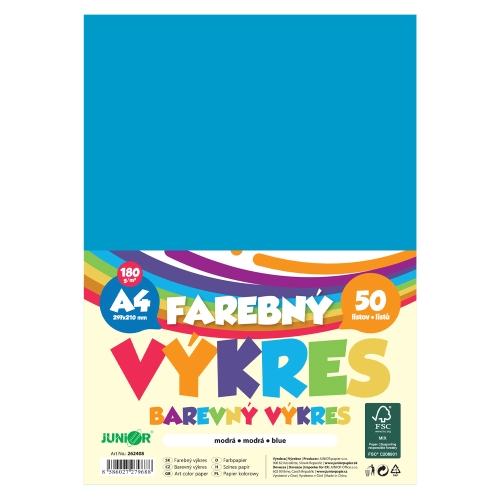 A4 Color Drawing Paper, 180 g/m2, pack of 50 - blue
