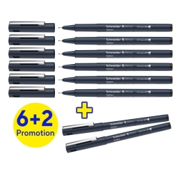 Fineliner Schneider Pictus (set of 6+2 pcs) - black refill