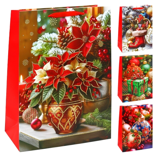 Darčeková taška vianočná 40x30x12 cm (mix 4 dizajnov - /cena za 1 ks)