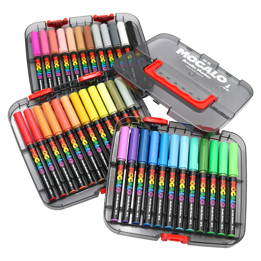Popisovač M&G MOCALO Acrylic Marker, štetcový hrot (sada 36 farieb)