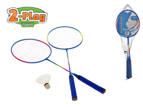 2pcs of 62,5cm Gametime badminton racket w/shuttle in net