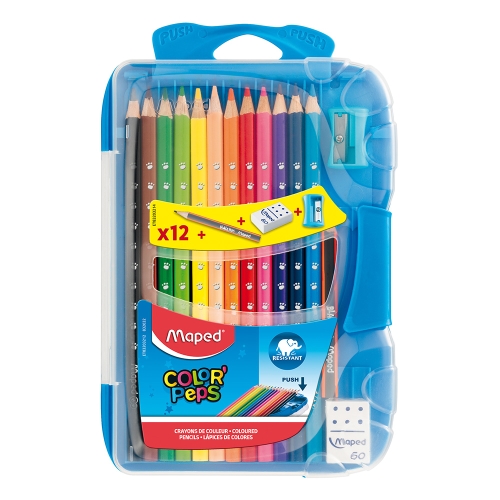 Pastelky trojhranné MAPED "COLOR`PEPS SMART BOX", 12 ks