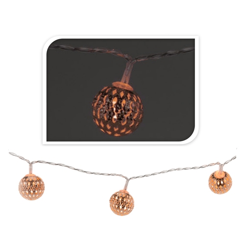 Decorative lighting - chain of 10 LEDs - copper balls, length 1.5 m
