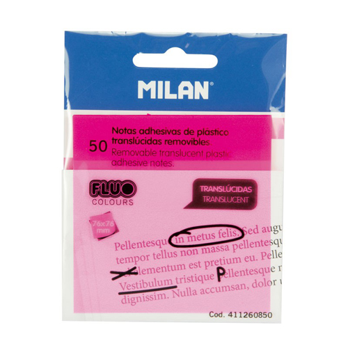 Blok lep MILAN FLUO PVC 76 x 76 mm ružový