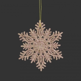 Christmas decoration - PP pink/pearl - flake 10 cm, mix/1pc (2)