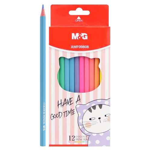 Hexagonal crayons M&G So Many Cats Pastel - set of 12 pcs