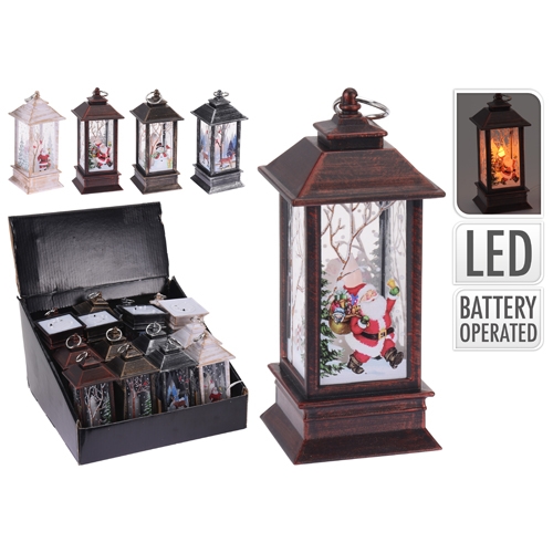 Lantern with LED candle - with a 13-cm figurine, assorted/1 pc.