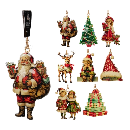 Hanging decoration - Christmas retro motifs 10 cm, mix /1pc