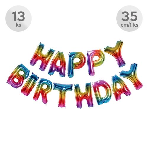 Balón narodeninový Happy Birthday 35 cm/13 ks, farebný