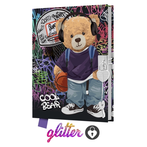JUNIOR 14x18 cm, 80 sheets, clear with lock - Cool Bear