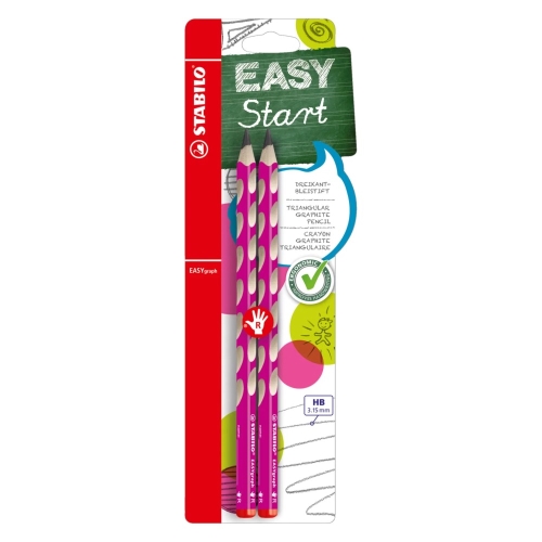 Ceruzka grafitová STABILO EASY pre pravákov - ružová 2 ks