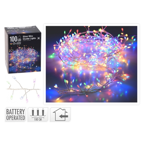 Illuminated chain 100 micro LEDs - coloured, length 1 m