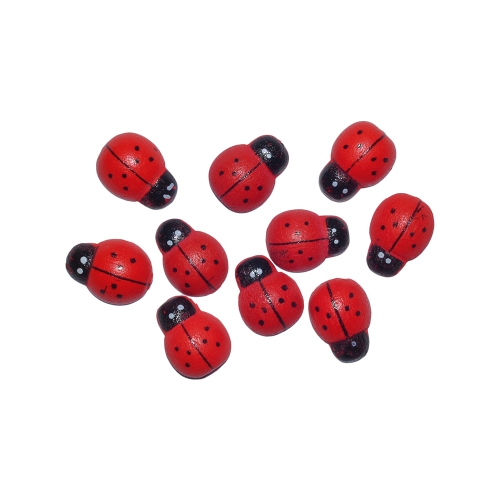 Ladybug decoration, set of 10, wood