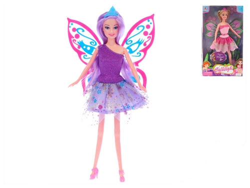2asstd (pink,purple) 29cm plastic bendable fairy doll in WBX