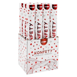 Shooting confetti - tube 40 cm, white and red paper hearts (2)