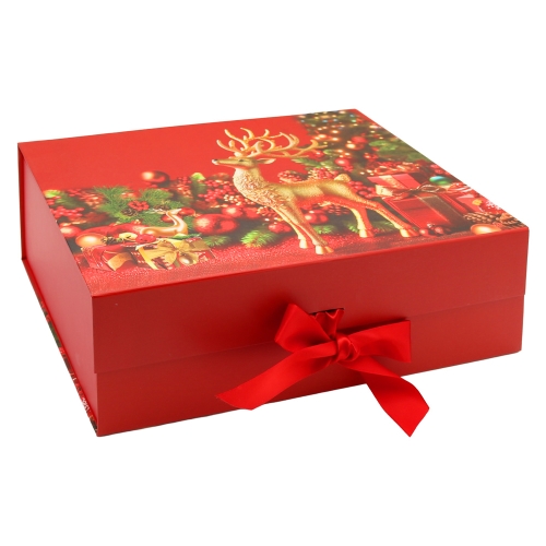 Christmas Gift box with bow 33 x 25 x 12 cm - Christmas deer