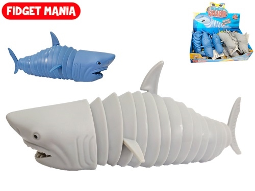 18cm 2asstd color (grey,blue) plastic click clack Fidget shark 12pcs in DBX