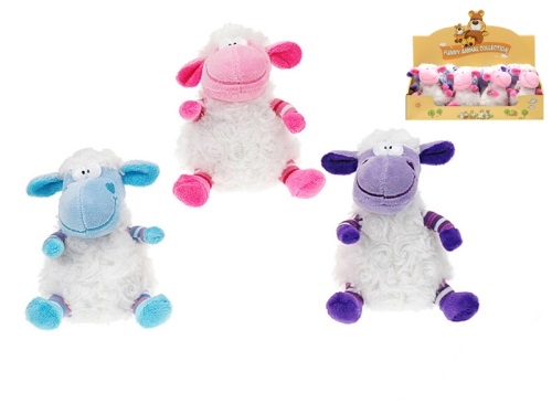 3asstd color(pink, blue, purple) 14cm plush sitting sheep 0m+ 12pcs in DBX