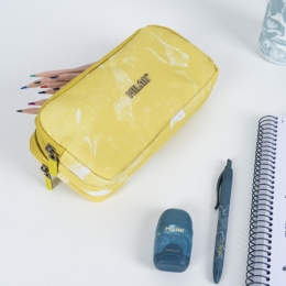 Pencil case MILAN 3-zip, Lava series - yellow
