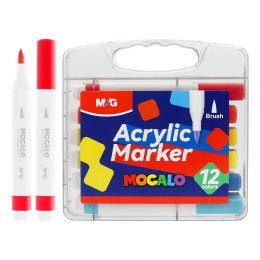 M&amp;G MOCALO Acrylic Marker, brush tip - set of 12 colours