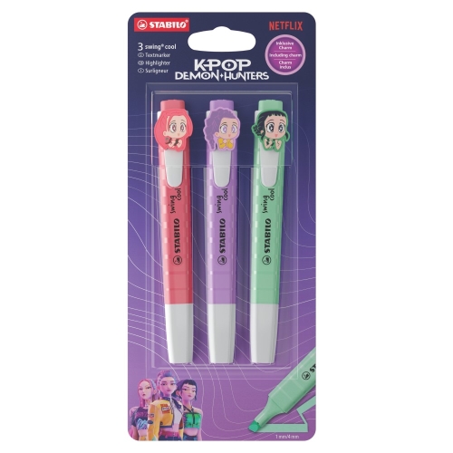 STABILO swing cool HUNTRIX Highlighter (Rumi, Mira, Zoey) Blister Pack of 3 (8)