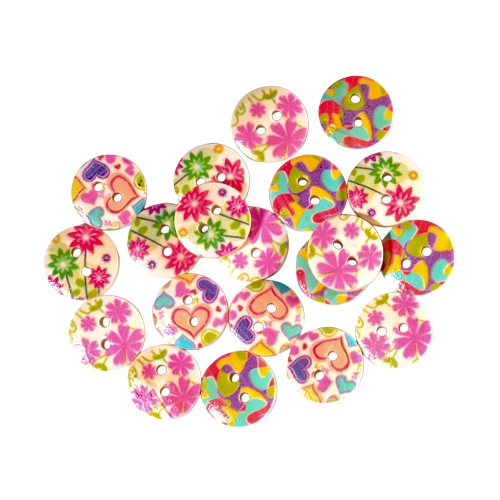 Dekoračné gombíky mix motív 15 mm, sada 20 ks