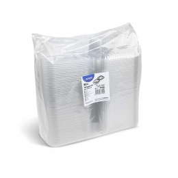Bowl (rPET) square with lid 500 ml transparent [50 pcs]