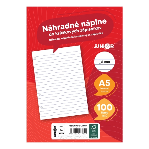 Náplne do karisblokov JUNIOR - A5 linajkové