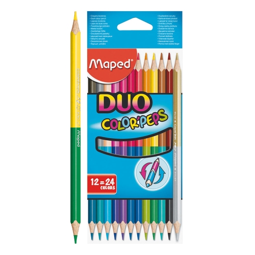 MAPED triangular crayons "COLOR`PEPS DUO", 12 pcs