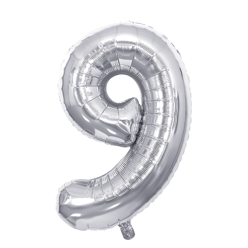 Birthday balloon, silver 40" number 9