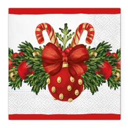 Obrúsky TaT 33x33cm Red Christmas Bauble