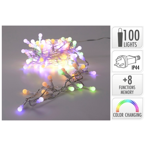 Svetelná reťaz farebná 100x LED guľaté mini lampičky, dĺžka 7,5 m