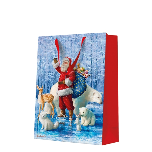 Big Gift bag - Santa Claus With Animals 30x12x41 cm