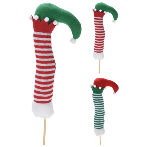 Christmas stocking ELF on wooden stick 56 cm (2 variants /price for 1 pc)