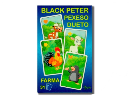 Čierny Peter/Pexeso/Dueto farma 3v1 7x10,5x1,5cm 31ks krabičke