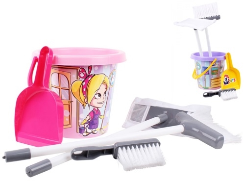 2asstd color (pink,purple) of plastic cleaning play set in net