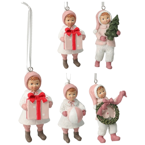 Christmas figurine boy /girl 90 mm for hanging (mix of 4 designs /price for 1 pc)