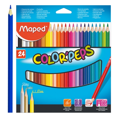 Pastelky trojhranné MAPED "COLOR`PEPS", 24 ks