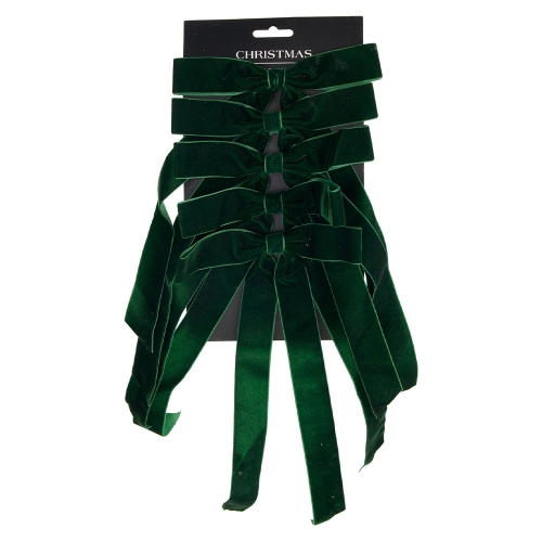 Mašľa zamatová 29 cm zelená, sada 5 ks