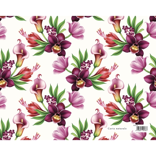Gift wrapping paper FLORENTIA 70x100 cm - purple flowers
