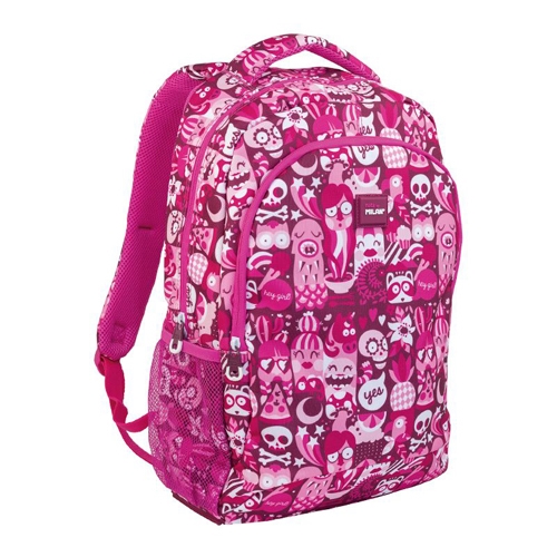 Školský batoh MILAN s 2 zipsami Hey Girl pink 21l