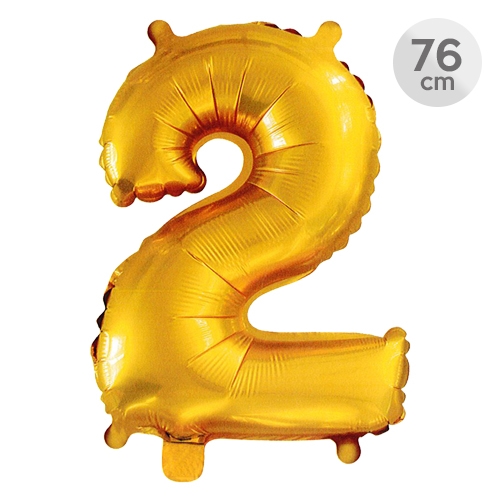 Balón narodeninový 76 cm - číslo 2, zlatý