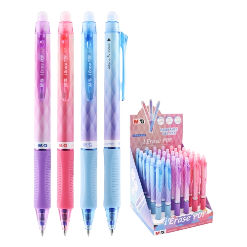 M&G iErase POP 0.7 mm Erasable Gel Pen, blue ink, Retractable